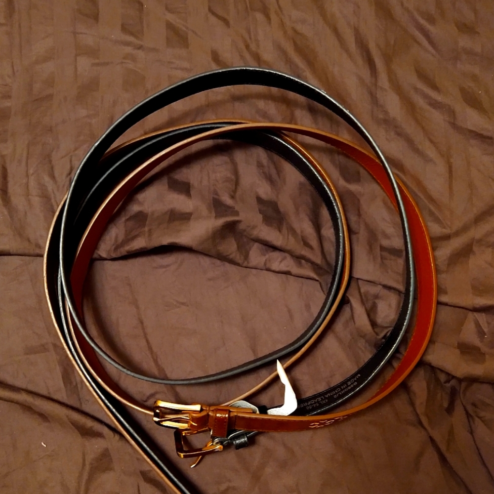 Black and brown gold detail belt